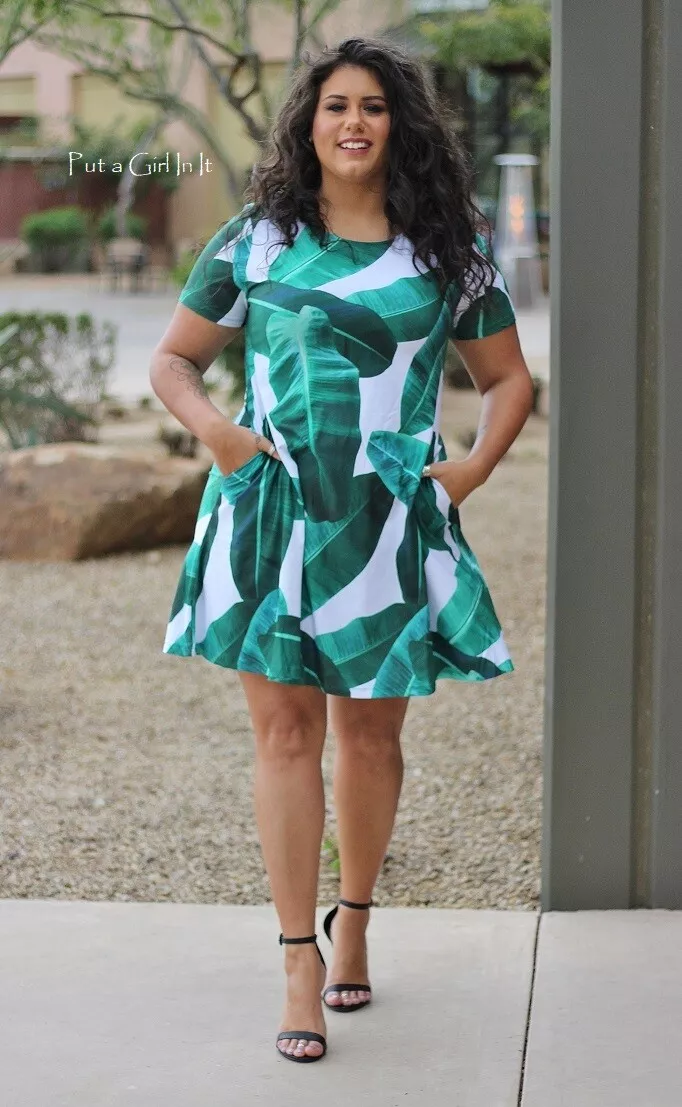 White dress sale green leaves