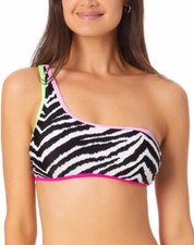California Waves Juniors Animal Printed Asymmetric Bikini Top-Multicolor-X-Small
