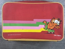 1978 Garfield Cat Pocket Interior Luggage Suitcase Cartoon Kat's Meow !!! RARE