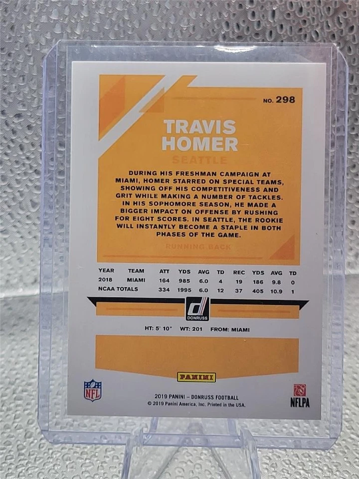 2019 Donruss Travis Homer #298 Rc Seahawks - Image 2 of 2