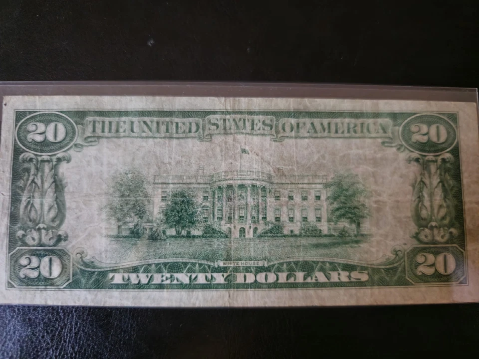 1928B $20 Twenty Dollar Lime Green Seal Federal Reserve Note - Image 2 of 2