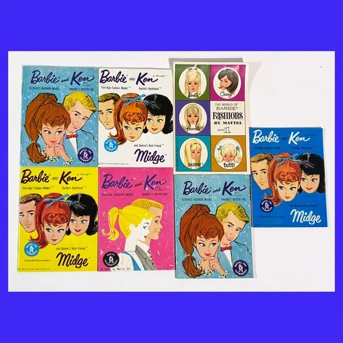 7 Vintage BARBIE & KEN DOLL Fashion Pamphlet BOOKLET LOT 1961-1966 Midge Skipper