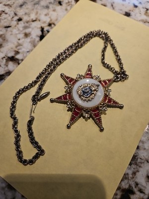 Necklace Pendant, Heraldic Crown Coat of Arms 7 point Star Renaissance Cosplay
