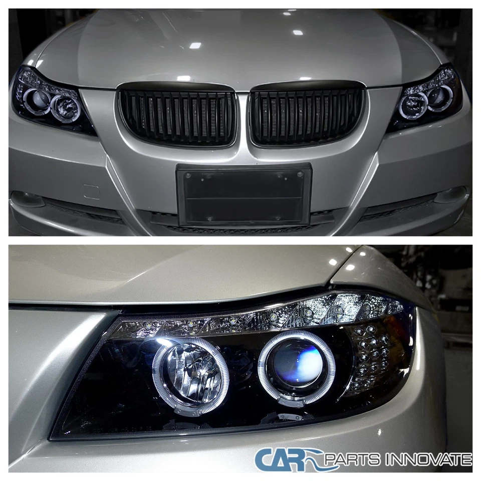 Fit 2006 2007 2008 BMW E90 323i 328i 335i LED Strip Projector Headlights Smoke - Imagem 4 de 4