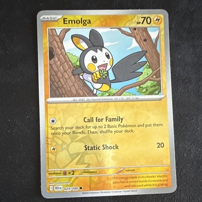 Emolga 029/086 Black & White Reverse Holo English Common 70HP