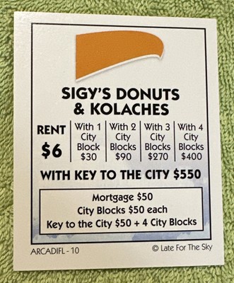 Vtg Arcadia-opoly Late For The Sky Replacement Property-Sigy s Donuts & Kolaches
