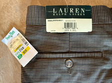NWT NOS LRL Ralph Lauren Men's Houndstooth Wool Pants - Brown/Olive - Size 38x30