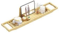 Bathtub Tray Caddy - Bath Tray - Bath Tub Table Tray Caddy - Bamboo Bath Tray...
