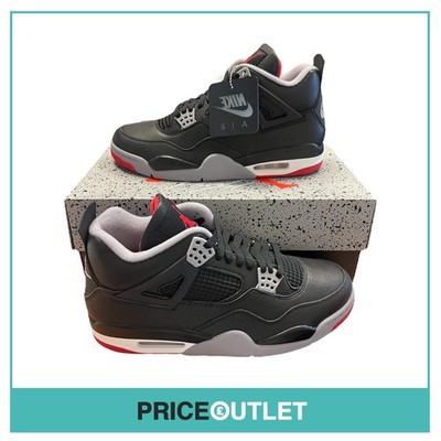 Nike - Air Jordan 4 Retro - Black, Fire Red & Cement Grey - Größe UK 8 - BRANDNEU