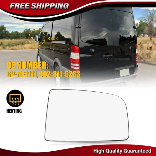 Left Heated Mirror Glass w/Backing Plate For Mercedes-Benz Sprinter 2500 2010-18