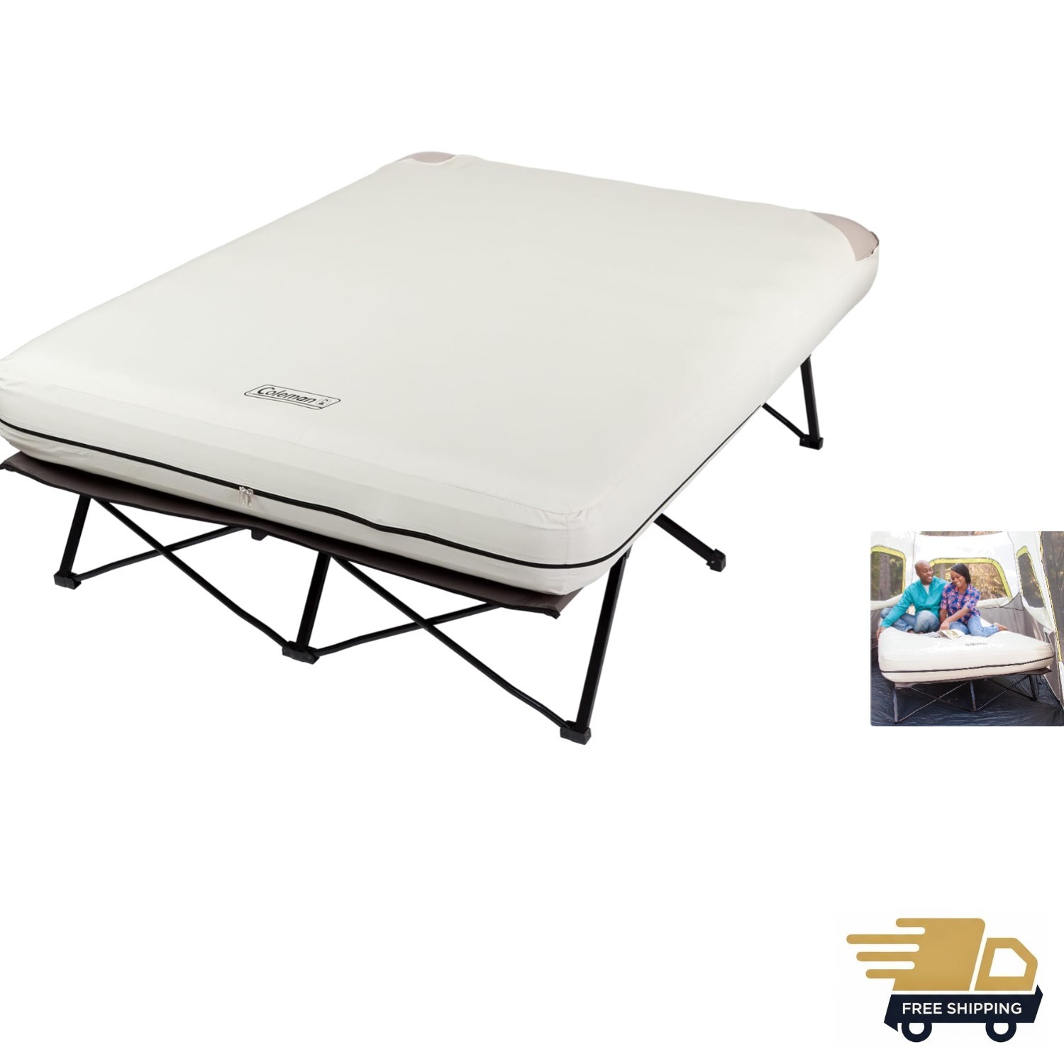 Elevated Queen Folding Air Mattress Cot with Battery Pump - Ideal for Adventures