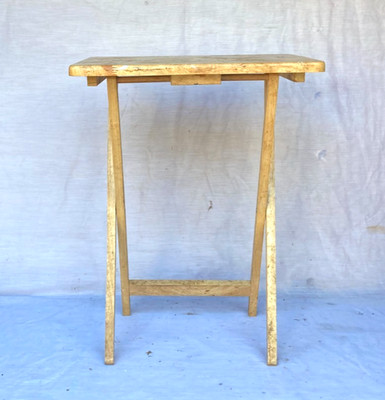 Vintage Parquet Design Solid Wood TV Tray Folding Snack Bedside End Table