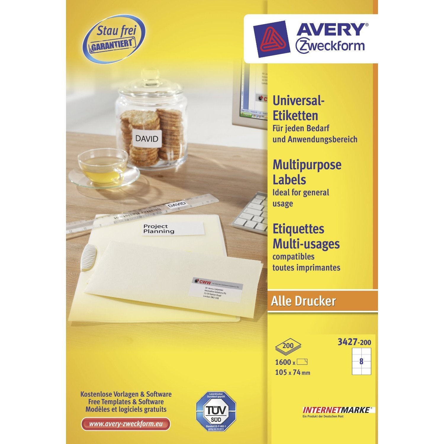 Etiquettes multi-usages à impression nette Avery Zweckform 3427-200