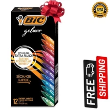 BIC Gelocity Quick Dry Gel Pens 12-Count – Assorted Colors, Fast Dry Ink