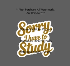 Sorry I Have To Study Sticker Waterproof Decal Quote School College Gift NEW