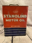Vintage Stanolind Motor Oil Tin 2 Gallon Can Standard Oil Co