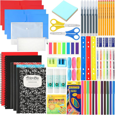 1 Set School Supply Kit 88 Pcs Back to School Supplies for Students Essential Bu