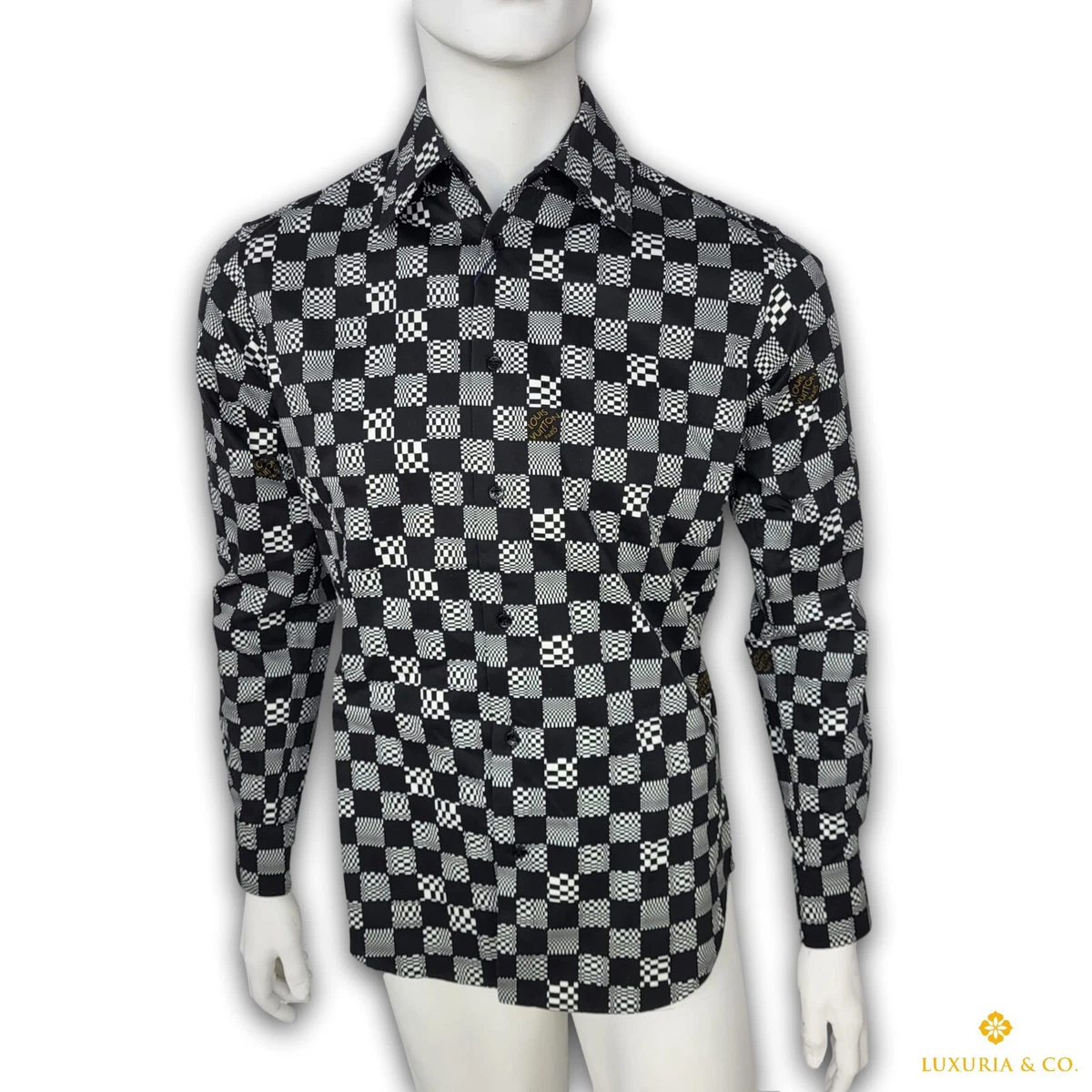 Louis Vuitton Long-sleeved Regular Shirt with Placed Graphic Metal Grey. Size M0