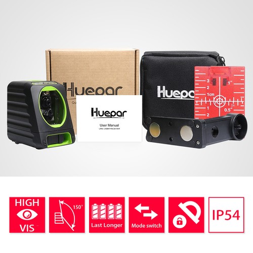 Huepar Box-1R 150 feet Red Cross Line Vertical Selectable Laser Lines +Receiver - Picture 6 of 10