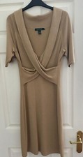 Lauren Ralph Lauren, silk/cotton, camel coloured bodycon dress