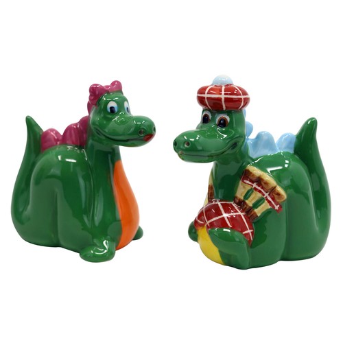 Ceramic Cruet Nessie Monster Salt Pepper Shaker Pot Condiment Storage Novel Set - 第 1/4 張圖片