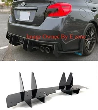4 Fins Center Splitter Spoiler Diffuser Fit 15-21 Subaru WRX STI Rear Bumper