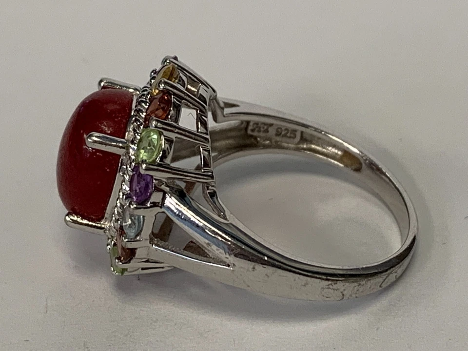 ANILLO DE PLATA ESTERLINA MUTI PIEDRAS PRECIOSAS #BXX Foto 4 de 4