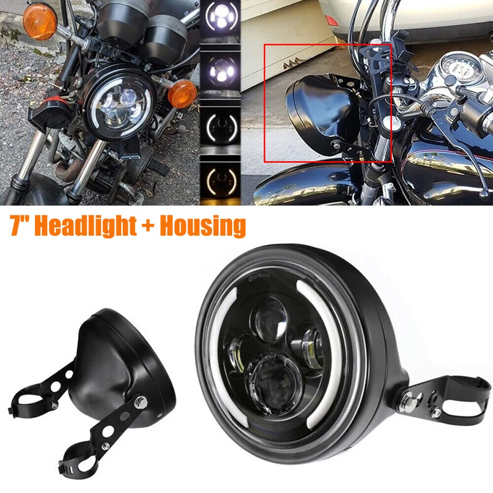 Faro Moto 7" 60W con Intermitente DRL + Cubo Carcasa Faro LED Foto 2 de 4