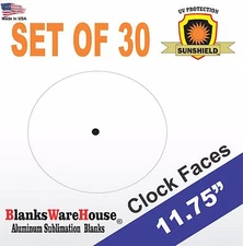 CIRCLE / ROUND CLOCK FACES SUBLIMATION BLANKS 11.75"  .025 GAUGE set of 30**
