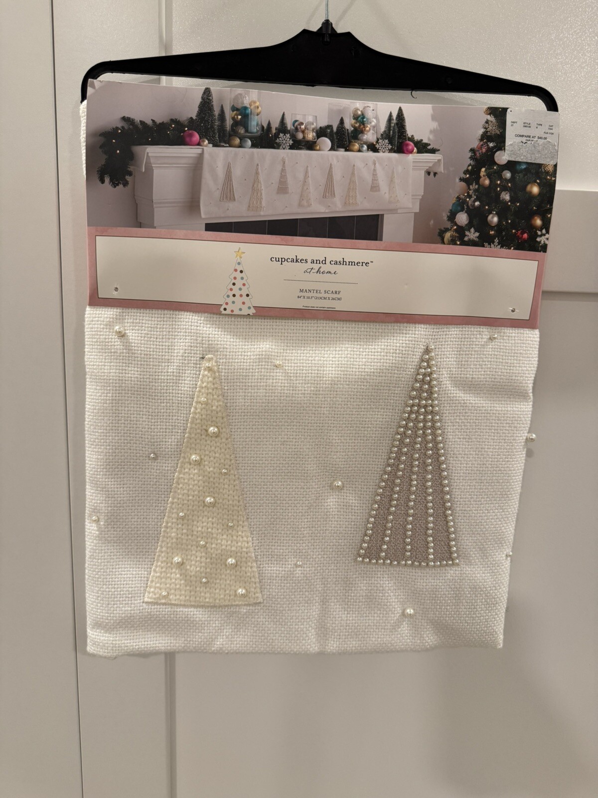 Cupcakes and Cashmere Beaded Christmas Mantel SCARF Trees 84” Long Farmhouse NEW