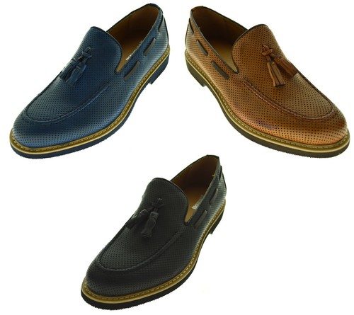 SCARPE MOCASSINO UOMO IN ECOPELLE PUNZONATA NAPPINE MOCASSINI ELEGANTI  CERIMONIA | eBay