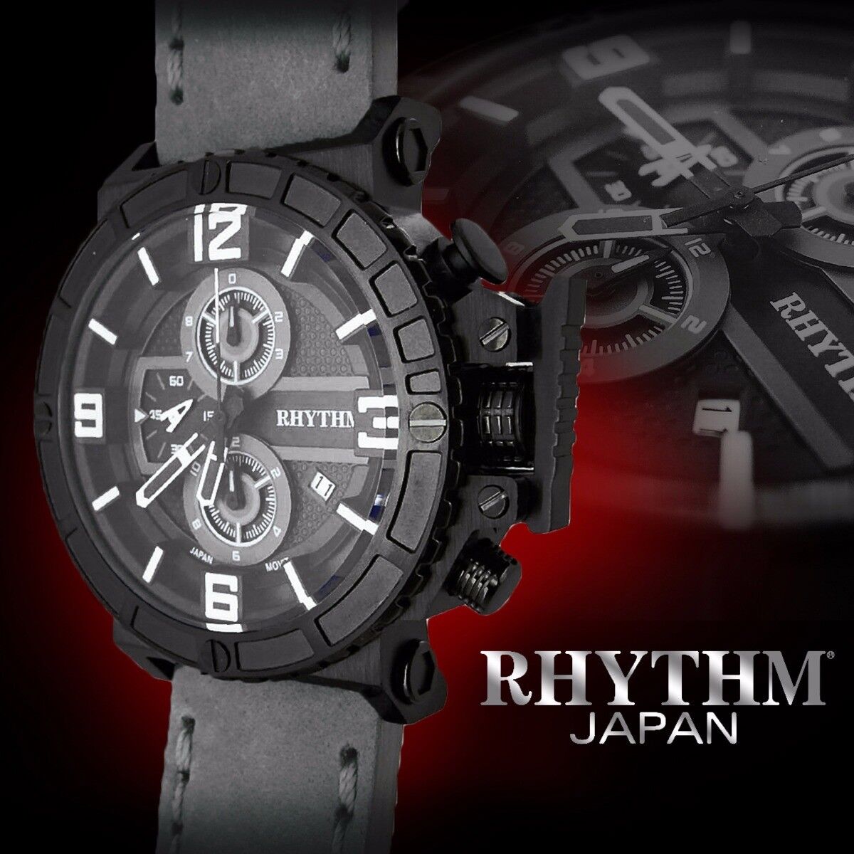 Rhythm I1401I03 Men's Chronograph Watch 45.5x53.5mm Stainless Steel Case 10 ATM