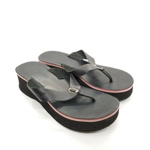 B65 Reef Women's Sandals Size 9 Black Leather Thong Flip Flop Wedge Platform | eBay