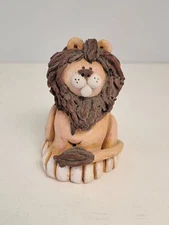 Vintage Cartoonish Claymation-Style Lion Statue - Signed Vintage 5 inch Tall