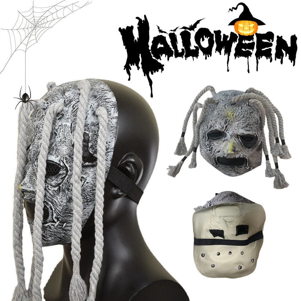 Halloween Cosplay Maske Slipknot Corey Taylor Latex Masken Dreadlocks Fancy Requisiten* - Bild 4 von 4
