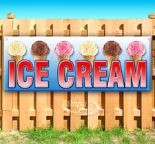 ICE CREAM Advertising Vinyl Banner Flag Sign Many Sizes CARNIVAL FAIR FOOD