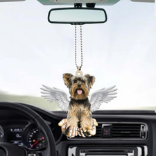 Yorkshire Terrier Dog Angel Wings Car Ornament, Yorkshire Terrier Dog Angel