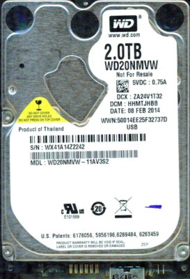 WD20NMVW-11AV3S2,  HHMTJHBB  WESTERN DIGITAL 2TB, USB 3.0  WX41  FEB 2014