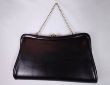 Vintage Small Black Faux Leather Clutch / Handbag