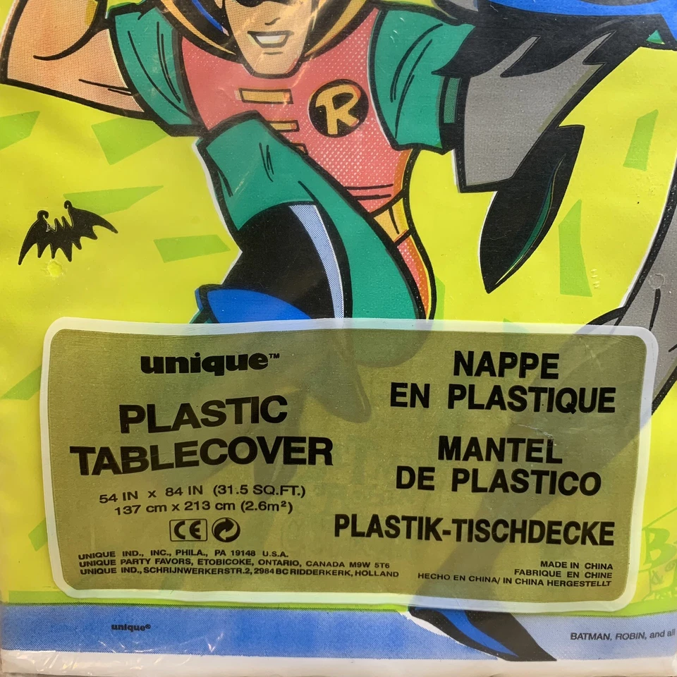 "Cubierta de mesa de plástico única 54"" X 84"" 1997 Batman & Robin de colección cubierta de mesa de plástico" Foto 2 de 4