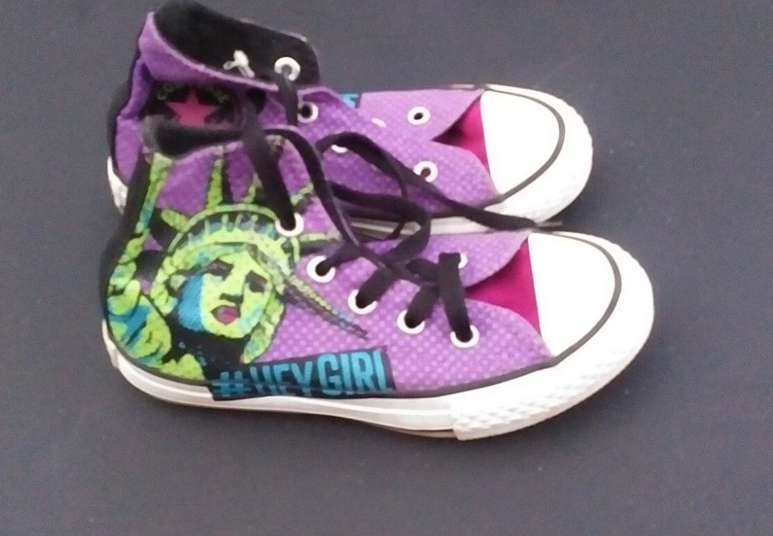 Scarpe Converse All Star Statua della Libertà Viola Sneakers HeyGirl Junior Taglia 11