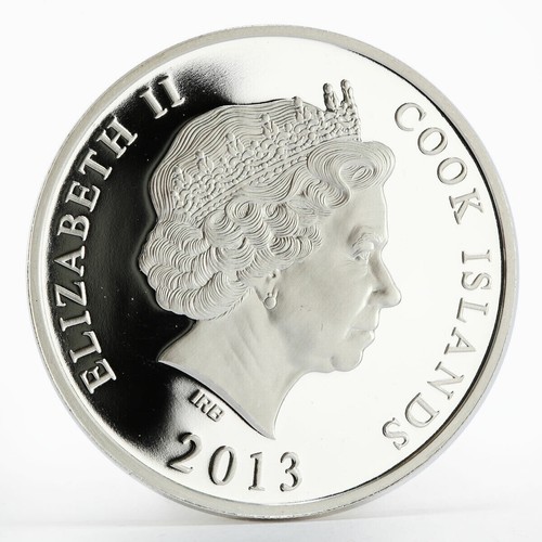 Copa Mundial de la FIFA 2014 mascota Brasil 2013 Islas Cook moneda de prueba color plata - Imagen 2 de 2