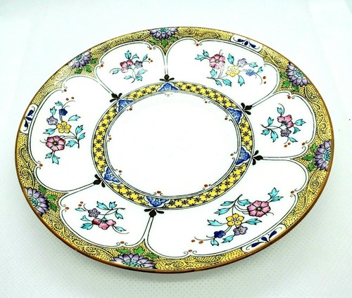 Minton Untertassen Set/10 B993 Solway 20er Jahre gelb floral erhaben Made England - Bild 6 von 9