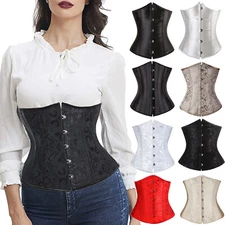 Women Bustier Corset Top Gothic Lace Up Boned Waist Trainer Embroidery G-String