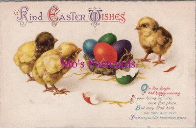Gruß Postkarte - Freundliche Osterwünsche, Küken und Eier. RS39158 gebraucht