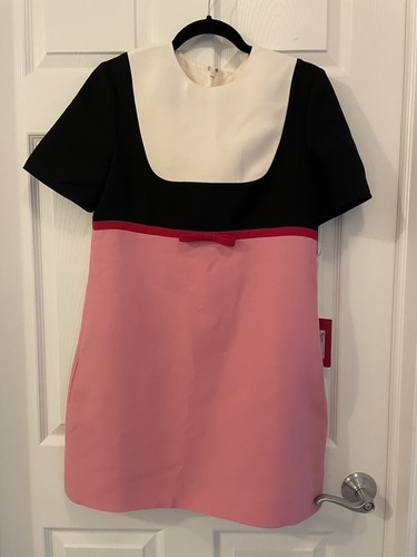 NWT VALENTINO Colorblock Bow Detail Shift Dress (Size IT 44)