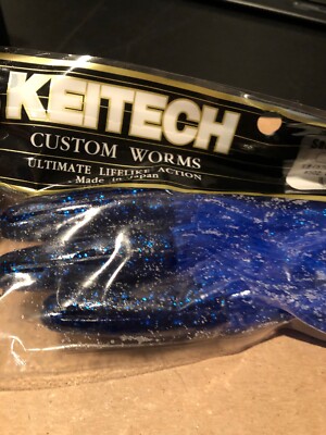 Leurres Souples Keitech Salty Core Tube 4,25" - Couleur Noir Bleu, 6 Queues, Parfum Calmar - Neuf