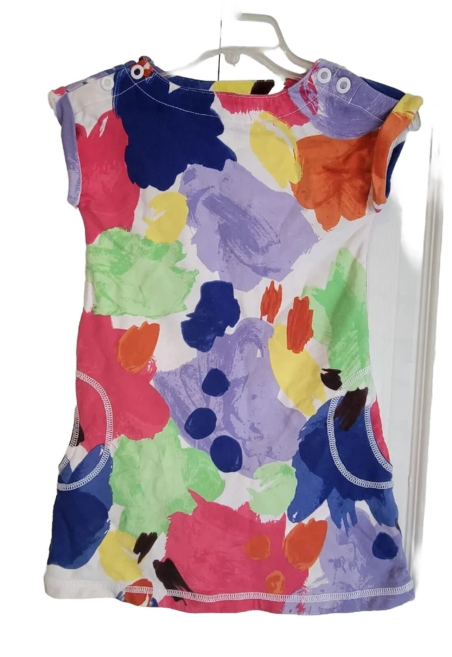  CRAZY 8 Dress Pink Floral Watercolor Small 5/6 Girls Snaps Pockets Multi Color  - Image 3 of 4
