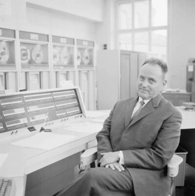 Prof Dr Eduard Stiefel in the IT operating room at ETH 1948 Old Photo