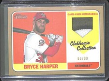 2018 Topps Heritage Gold Clubhouse Collection Patch Relic #CCR-BH Bryce Harper